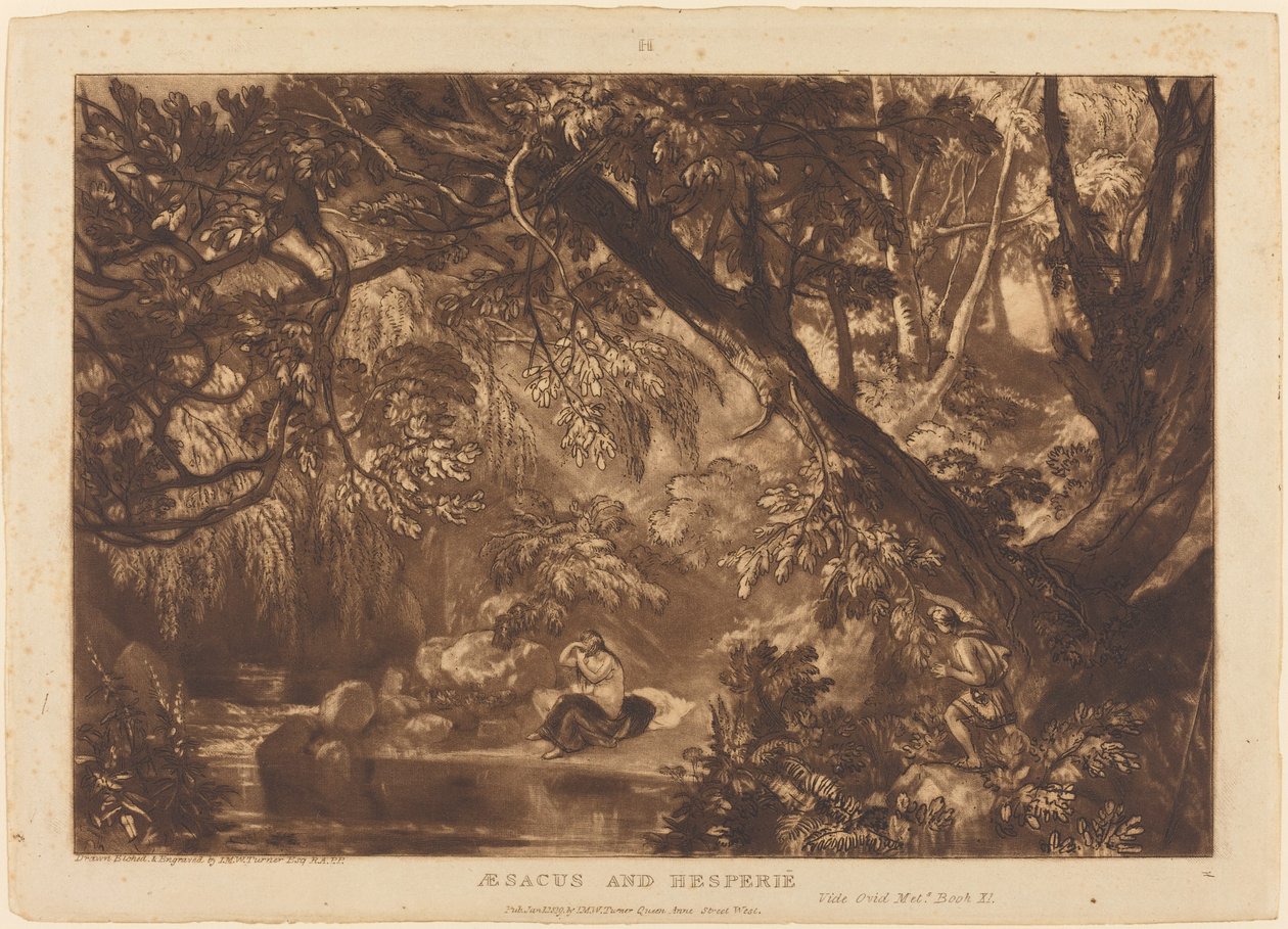 Aesacus és Hesperie, 1819-ben megjelent. alkotó: Joseph Mallord William Turner