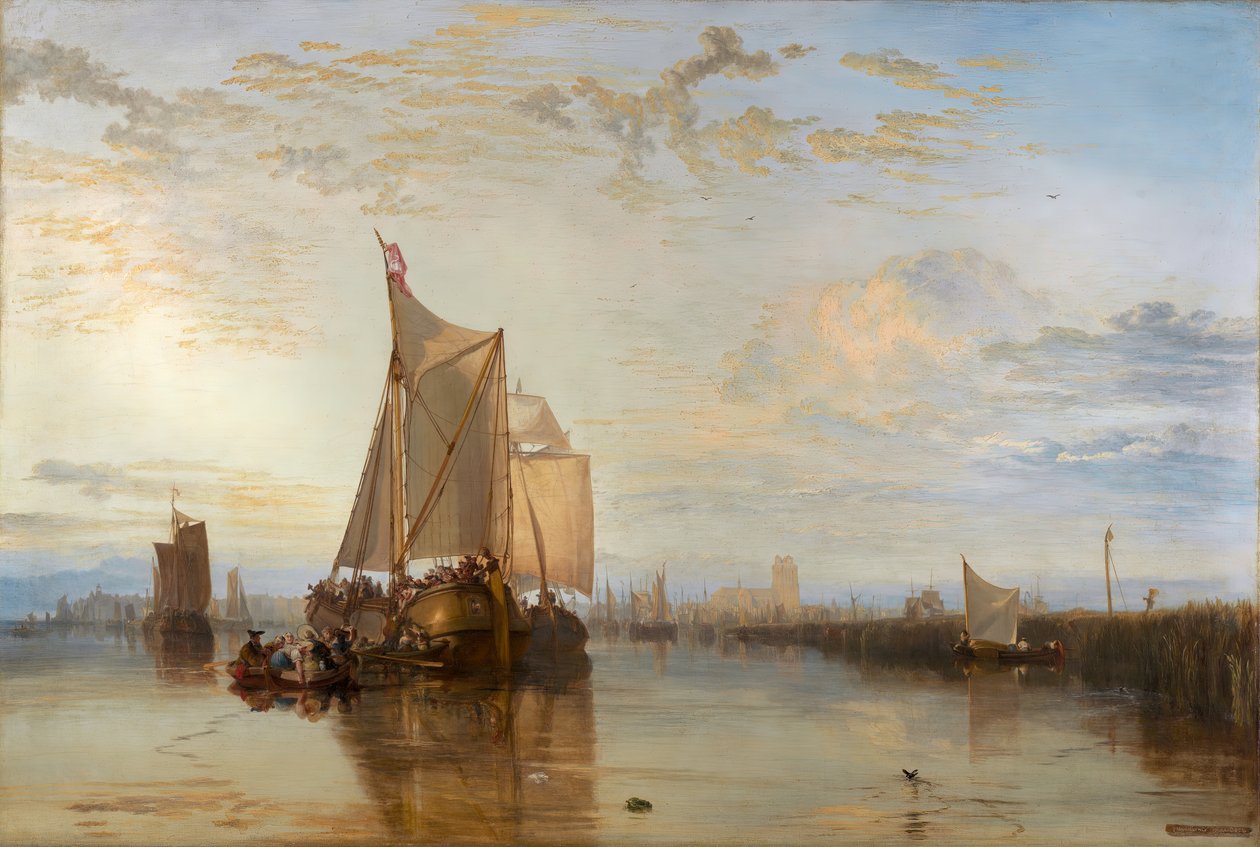 Dort vagy Dordrecht: A dorti csomaghajó Rotterdamból, Becalmed, 1818. alkotó: Joseph Mallord William Turner