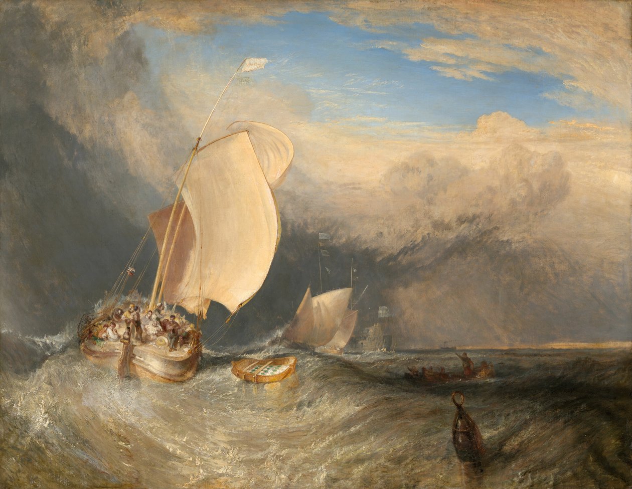 Horgászcsónakok Hucksterekkel, akik halakért alkudoznak, 183738. alkotó: Joseph Mallord William Turner