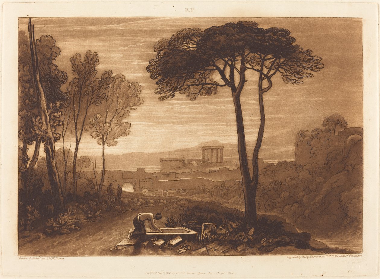 Jelenet a Campagnában, 1812-ben jelent meg. alkotó: Joseph Mallord William Turner
