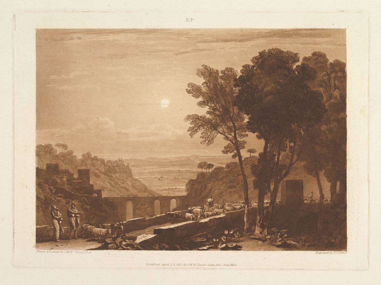 The Bridge and Goats Liber Studiorum, IX. rész, 43. tábla, 1812. április 23. alkotó: Joseph Mallord William Turner