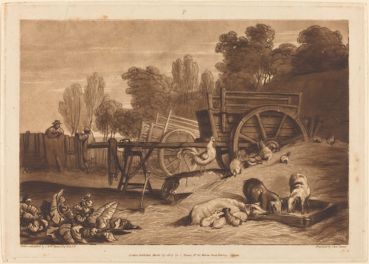 A tanyaudvar a kakassal, 1809-ben jelent meg. alkotó: Joseph Mallord William Turner