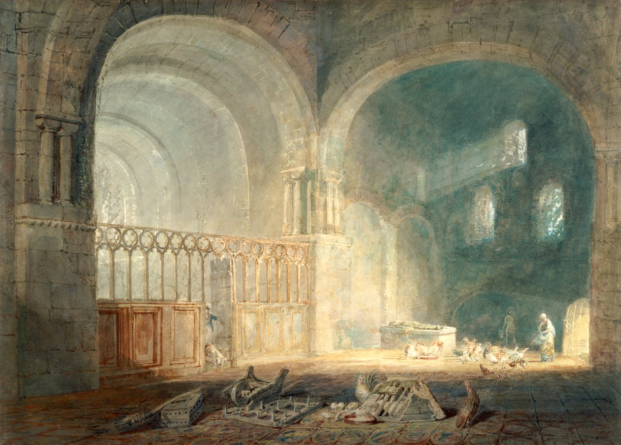 "Transept of Ewenny Priory, Glamorganshire", 1797 alkotó: Joseph Mallord William Turner