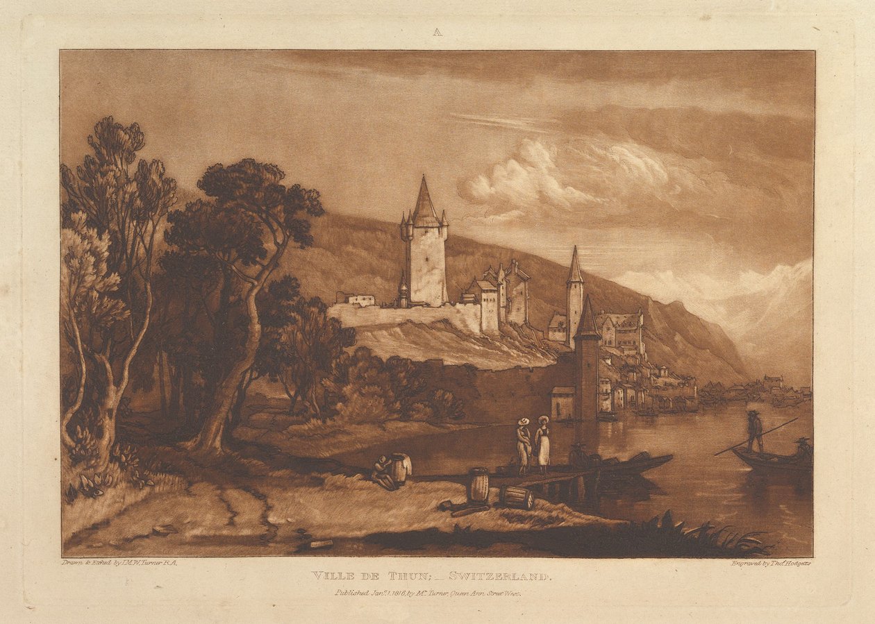 Thun városa, Svájc Liber Studiorum, XII. rész, 59. szám, január 1. alkotó: Joseph Mallord William Turner