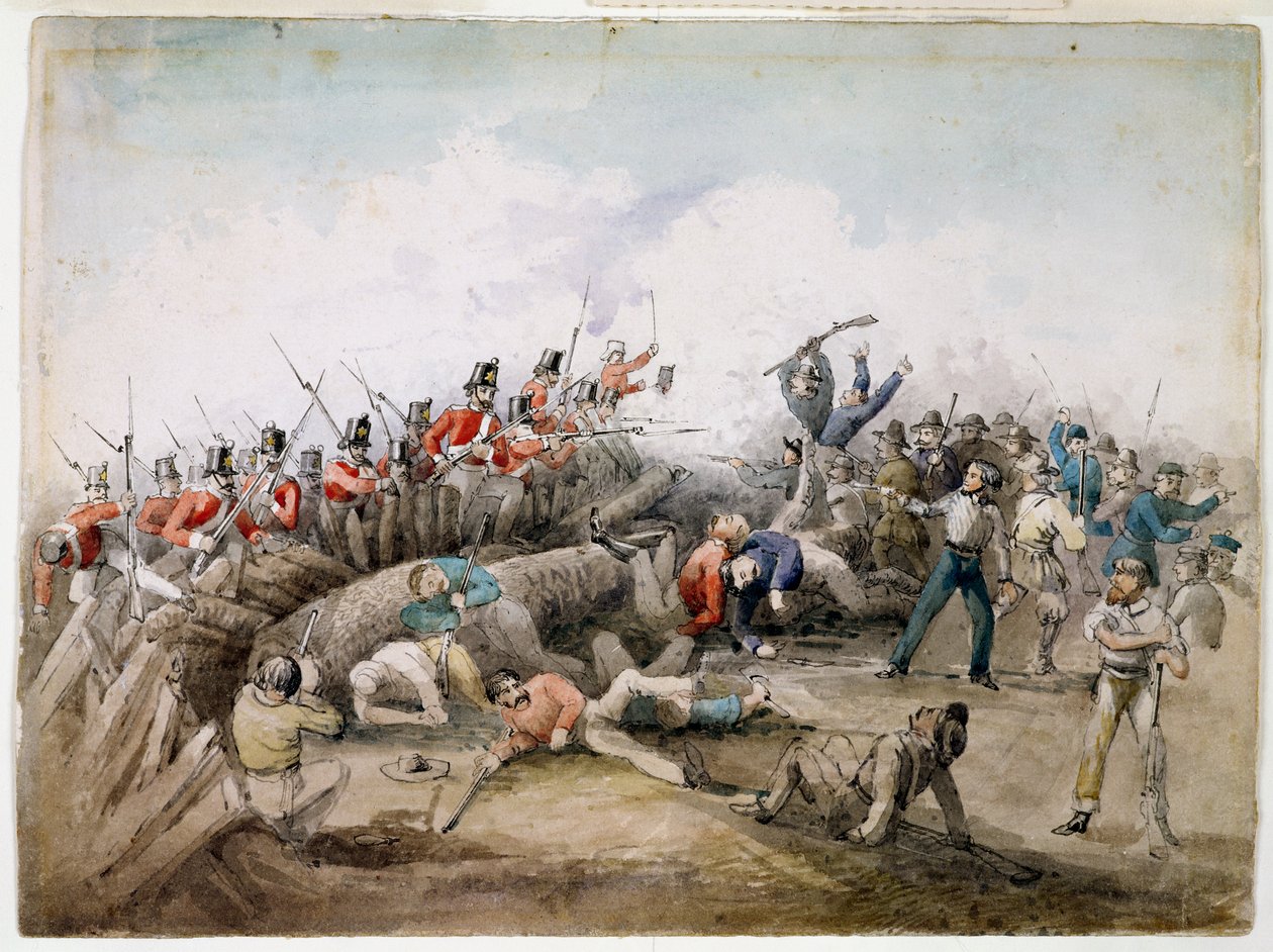 Eureka Stockade lázadás, Ballarat, Ausztrália, 1854 alkotó: J.R. Henderson
