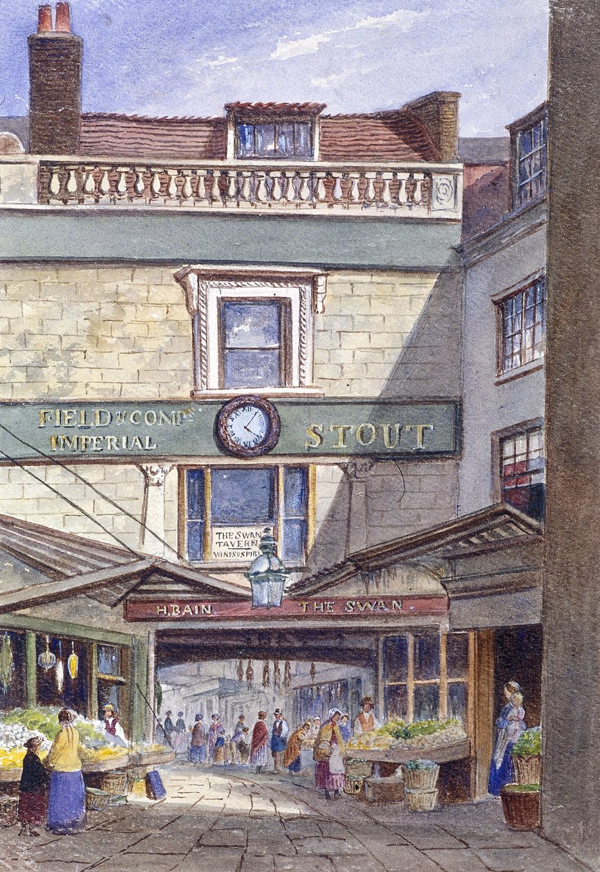 Swan Inn, Leadenhall Market, London, 1870 alkotó: JT Wilson