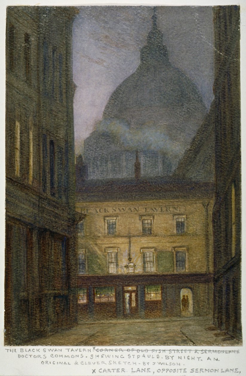 A Black Swan Tavern a Carter Lane-ben, London Cityben, 1870 alkotó: JT Wilson