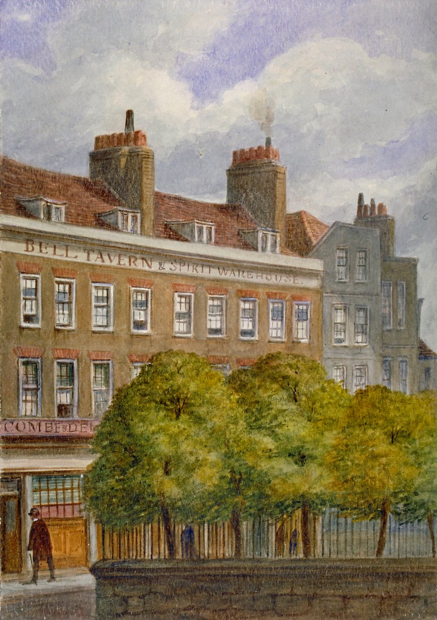 Kilátás a Bell Tavernre, Church Row, Aldgate, City of London, 1870. alkotó: JT Wilson