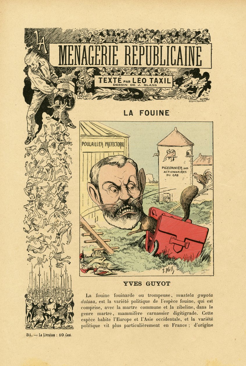 J. Blass (1847-1892) illusztrációja a Menagerie Republicaine-ban A Harmadik Köztársaság főszereplőinek humorista galériájában alkotó: J. (1847 1892) Blass