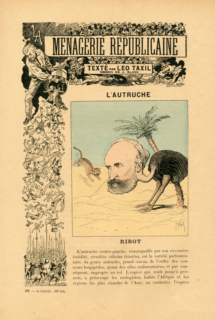 Menagerie Republicaine A Harmadik Köztársaság főszereplőinek humorista galériája, 37. szám, Satirique en Couleurs alkotó: J. (1847 1892) Blass