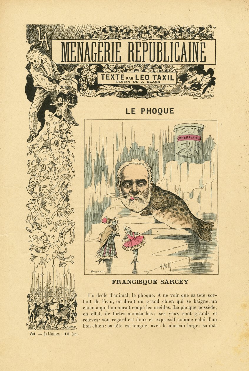 J. Blass (1847-1892) illusztrációja a Menagerie Republicaine-ban A Harmadik Köztársaság főszereplőinek humorista galériájában alkotó: J. (1847 1892) Blass
