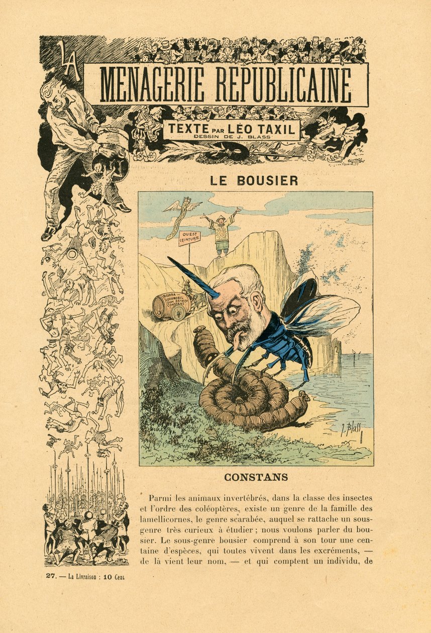 Menagerie Republicaine A Harmadik Köztársaság főszereplőinek humorista galériája, 27. szám, Satirique en Couleurs alkotó: J. (1847 1892) Blass