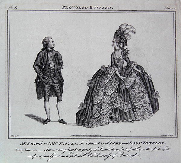 „Most egy buliba megyek a quadrille-ba”, jelenet Colley Cibber „The Provok