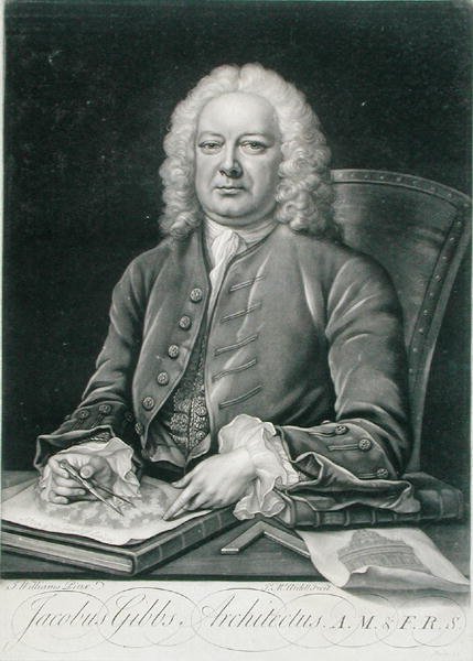 James Gibbs (1682-1754) portréja, James McArdell (kb. 1729-65) metszete (metszet) alkotó: J. (after) Williams