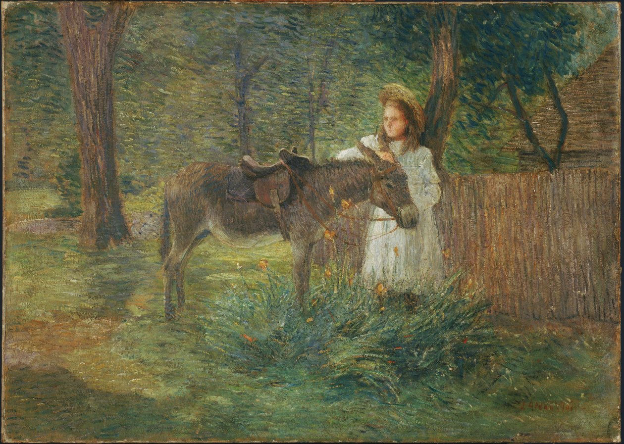 A lovaglás után / Szomszédok meglátogatása alkotó: J. Alden Weir