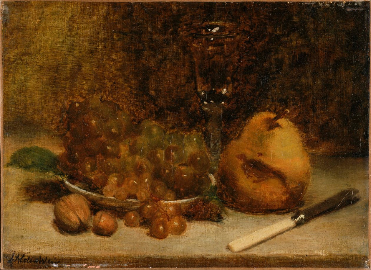 Szőlő, kés és pohár alkotó: J. Alden Weir