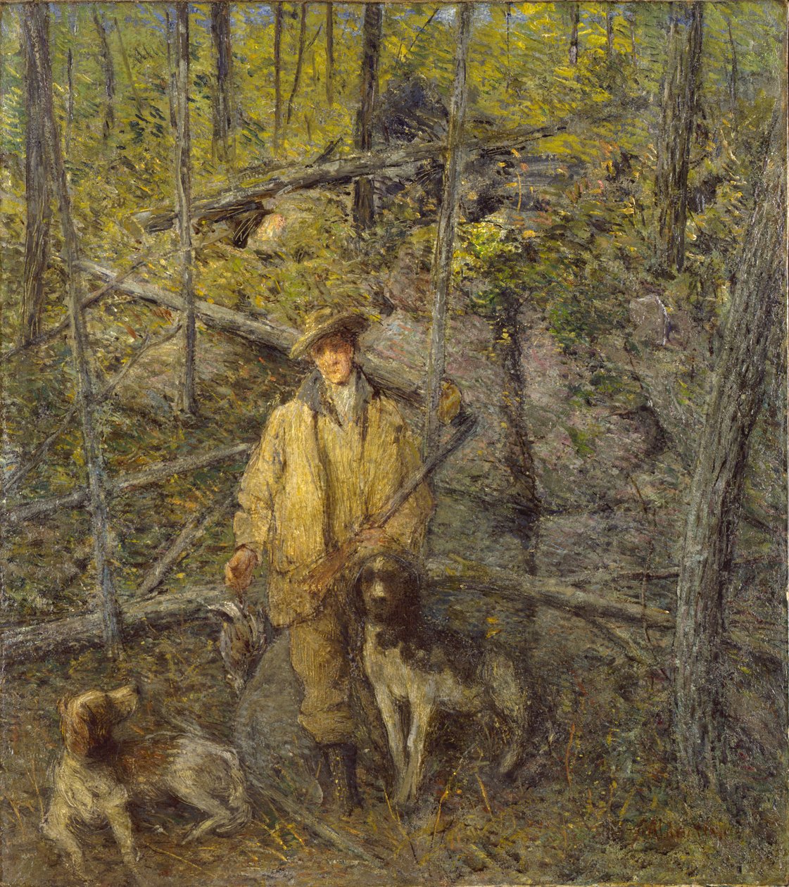 Vadász és kutyák alkotó: J. Alden Weir