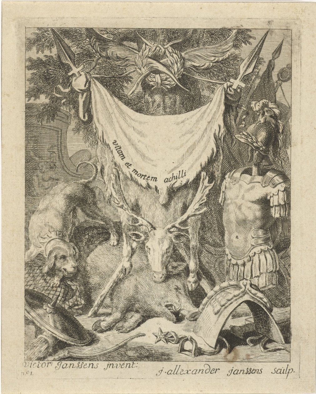 Címlenyomat egy sorozathoz, amely Akhilleusz életének jeleneteit tartalmazza Jelenetek Akhilleusz életéből (sorozat címe) Vitam et mortem achilli (sorozat címe a tárgyon) alkotó: J. Alexander Janssens