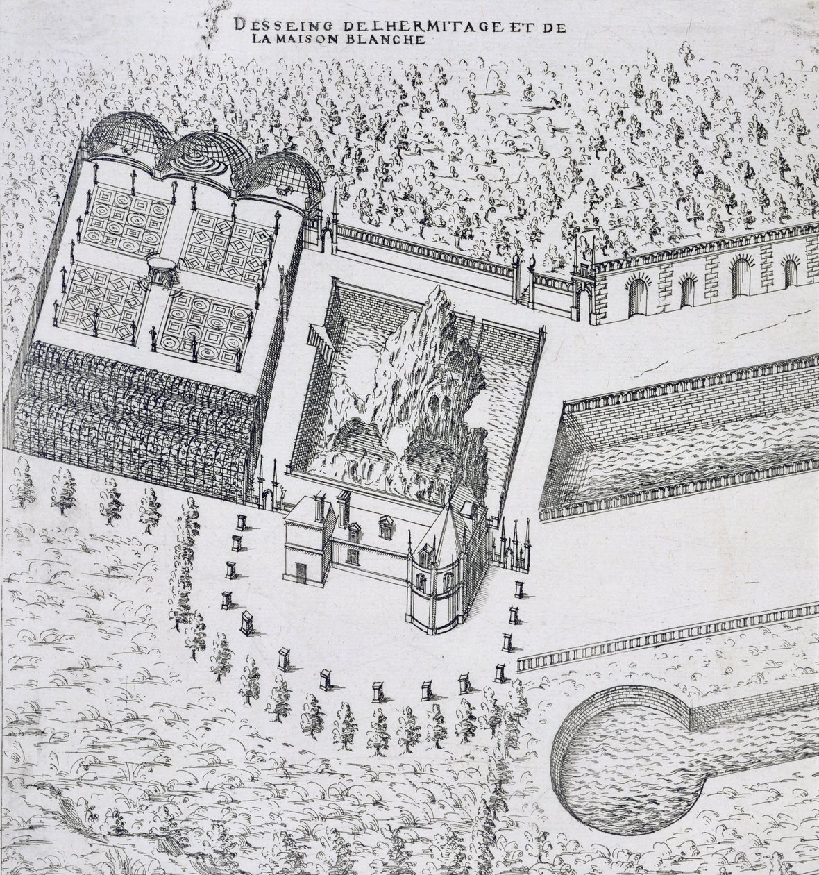 Az 1570-es években megjelent „Les Plus Belles Bastiments de France” című művéből az Ermitázs és a Maison Blanc a Chateau de Gaillonban alkotó: J. Androuet Ducerceau