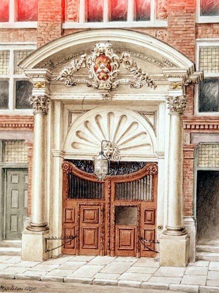 A Brewers Hall kapuja az Addle Street-ben, Londonban alkotó: J. Appleton