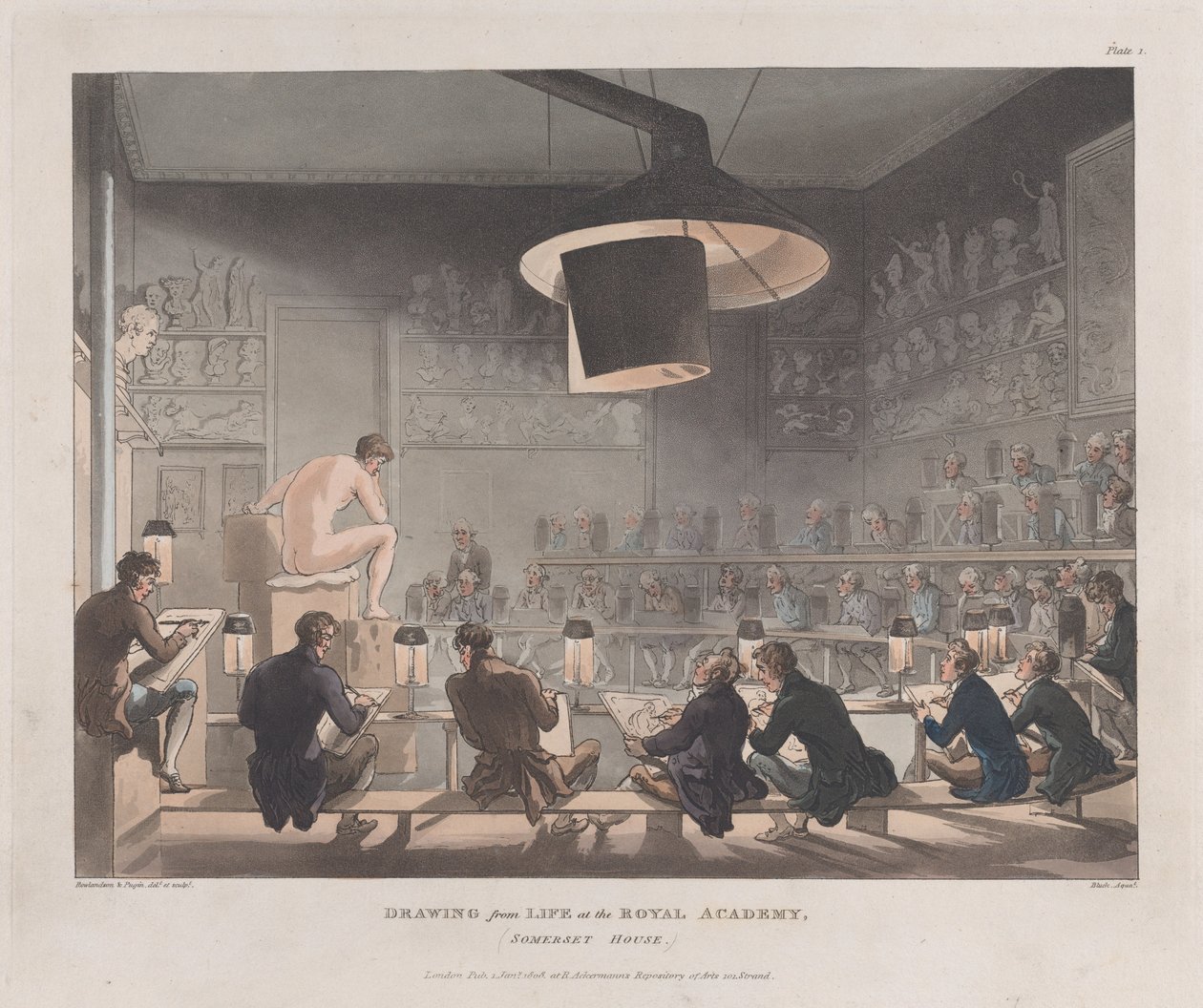 Rajz a Királyi Akadémia életéből, Somerset House, 1808. január 1., 1808. január 1. alkotó: J. Bluck