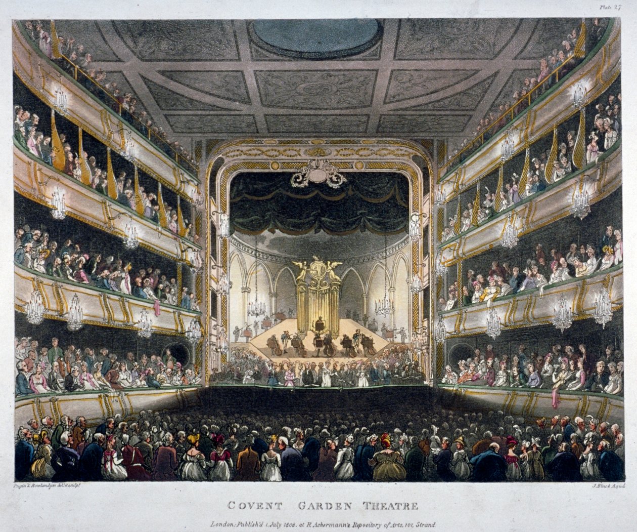 A Covent Garden Színház belső képe, Bow Street, Westminster, London, 1808 alkotó: J Bluck