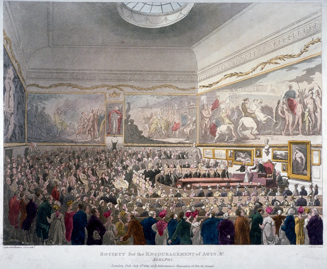 A Művészeti Társaság találkozója az Adelphi épületekben, Westminster, London, 1809 alkotó: J Bluck