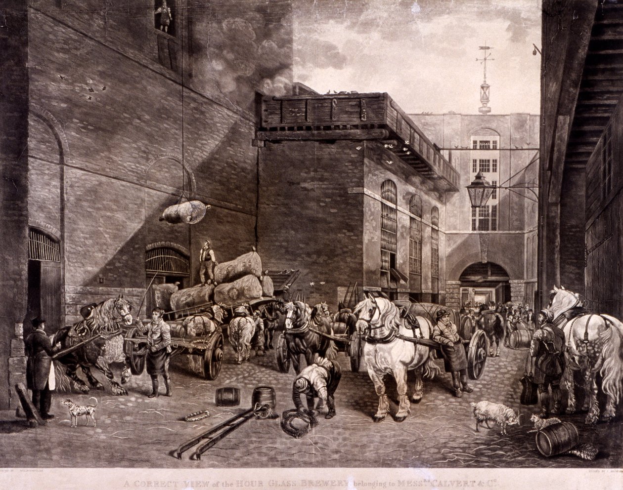 A Hour Glass sörfőzde az Upper Thames Streeten, London, 1821. alkotó: J Bromley