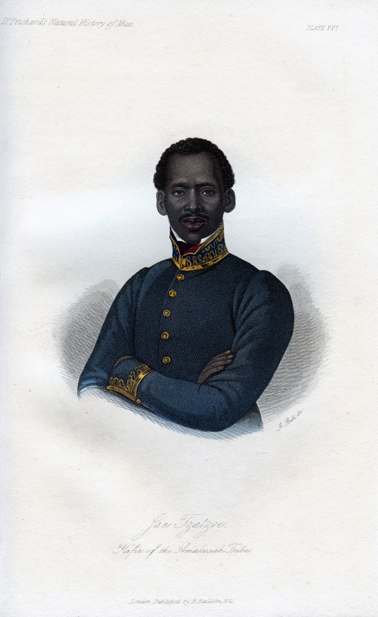 Jan Tzatzoe, az Amakosah törzs kafirja, 1848. alkotó: J. Bull