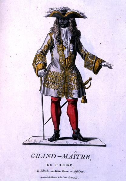 Az afrikai Notre-Dame Csillaga Rend nagymestere, a „Recueil de Tous Les Costumes des Orders Religieux et Militaires”-ből, 1785-ben (színes metszet) alkotó: J. C. (after) Bar