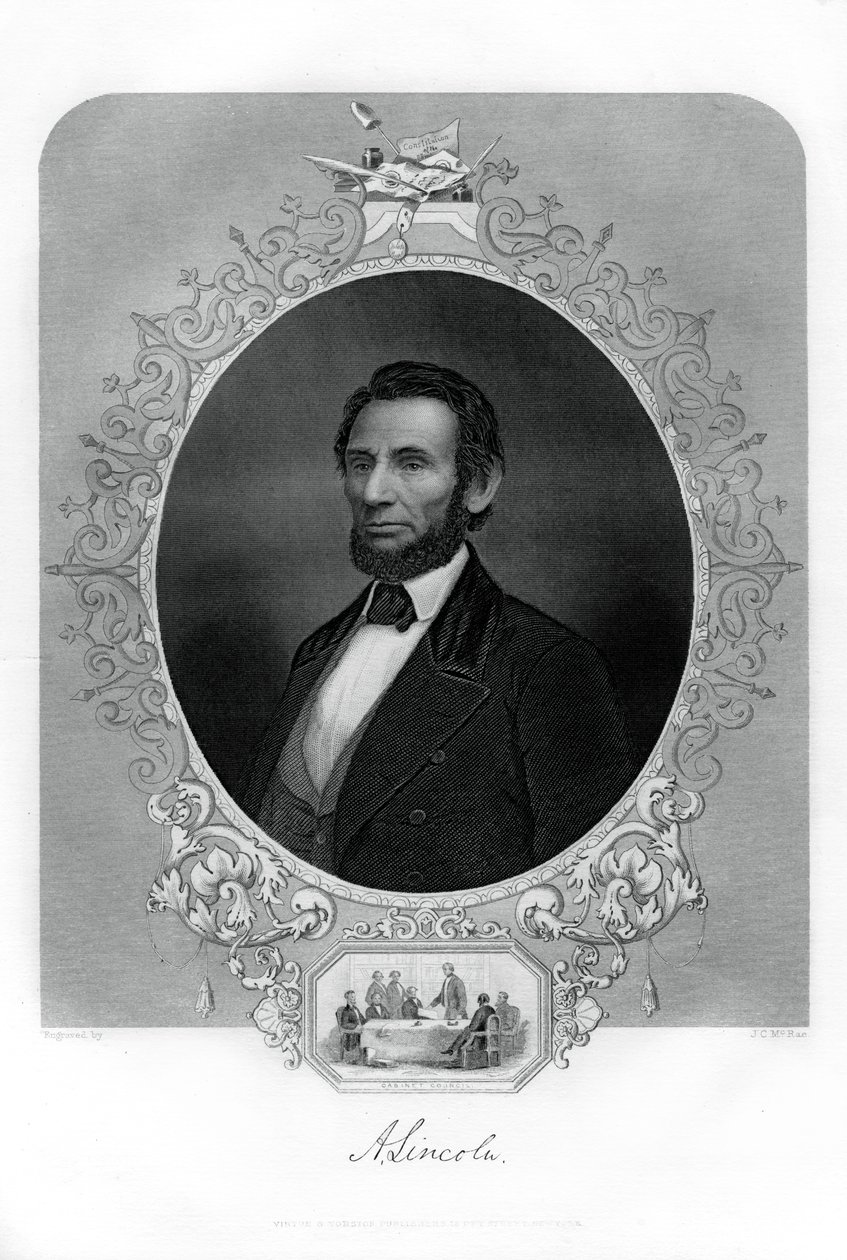 Abraham Lincoln elnök, amerikai politikus, 1862-1867. alkotó: J. C. McRae