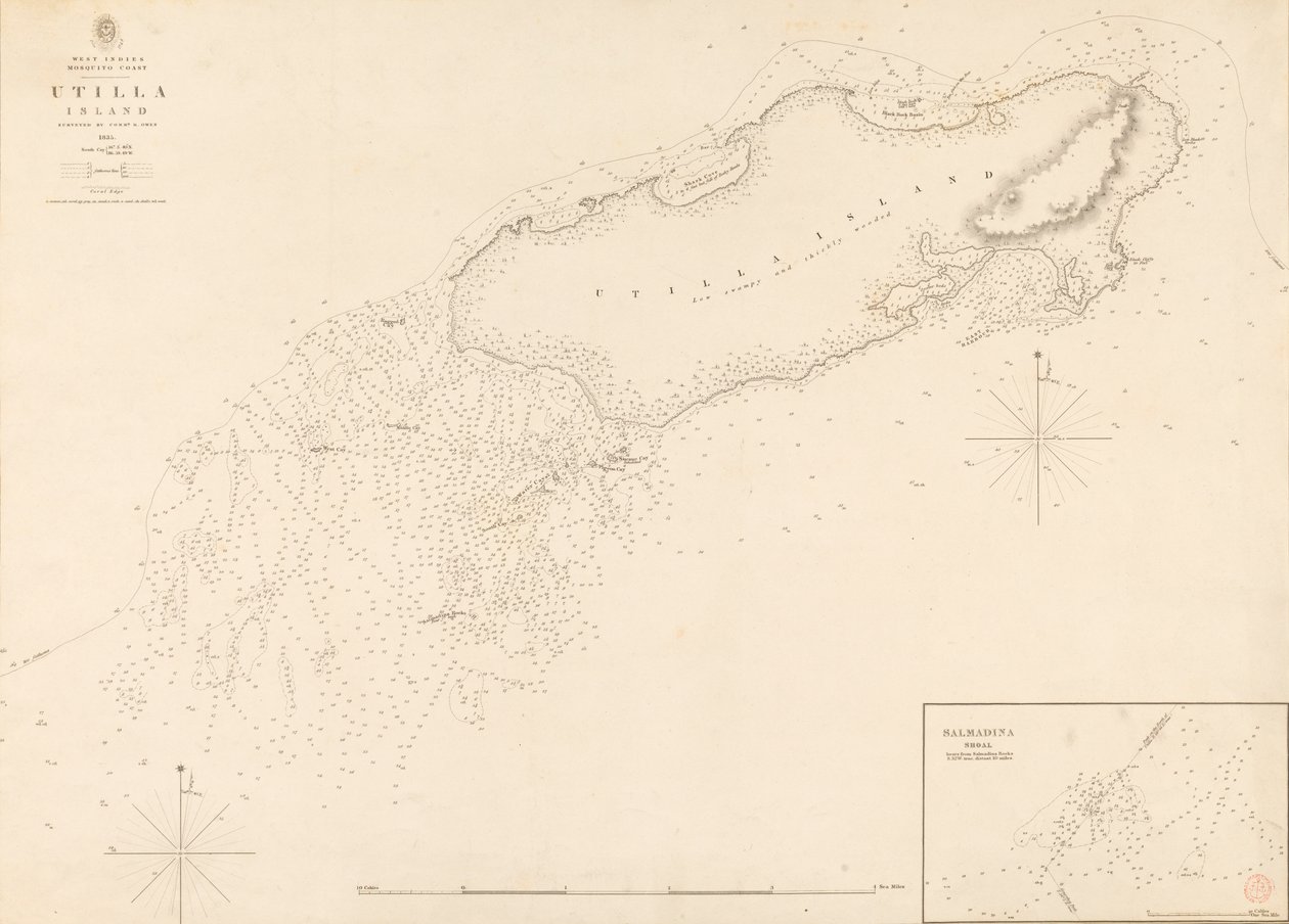 Nyugat-India Mosquito Coast Utilla-sziget, R. Owen parancsnok által felmérve 1835-ben alkotó: J. & C. Walker