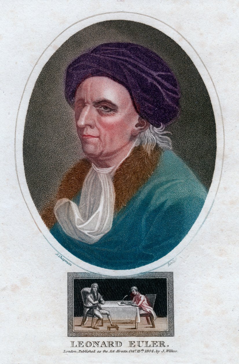 Leonhard Euler, 18. századi svájci matematikus és fizikus, 1804. alkotó: J. Chapman