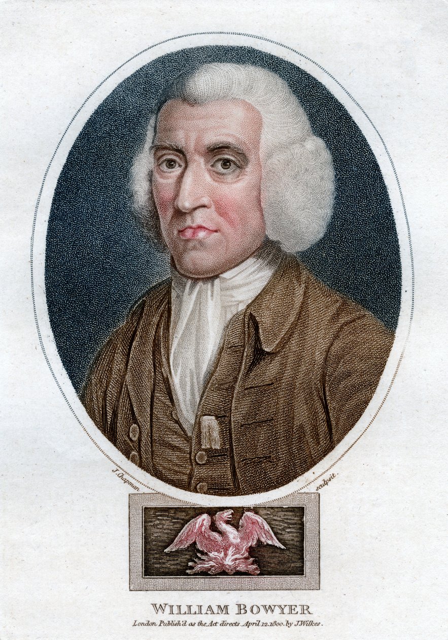William Bowyer, 18. századi angol nyomdász és irodalmi szerkesztő, 1800. alkotó: J. Chapman