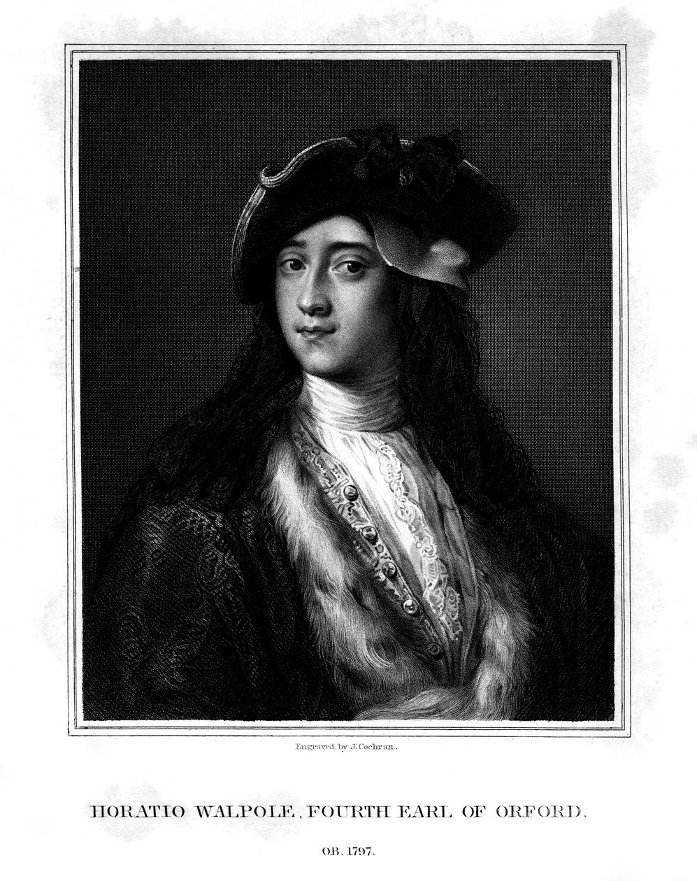 Horace Walpole, Orford 4. grófja, politikus, író, építészeti újító, 1832. alkotó: J. Cochran