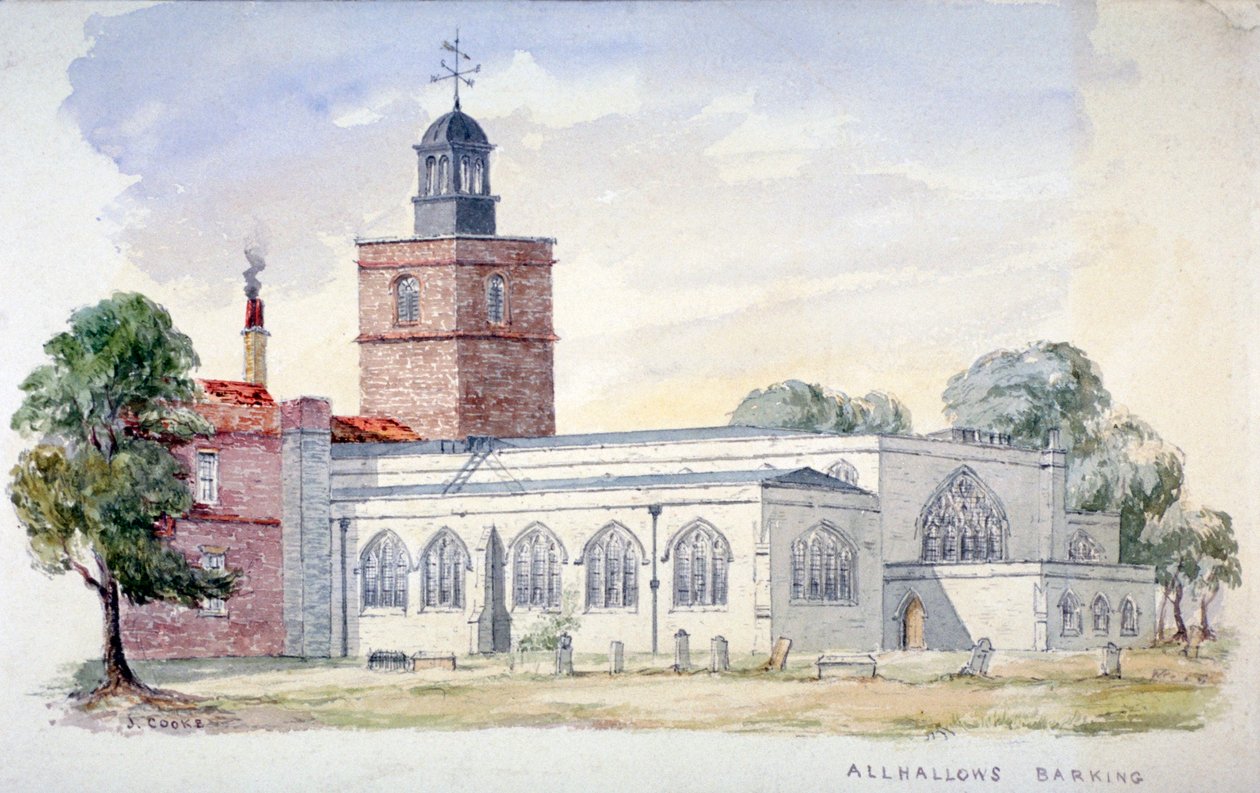 All Hallows-by-the-Tower Church, London, 1840 alkotó: J Cooke