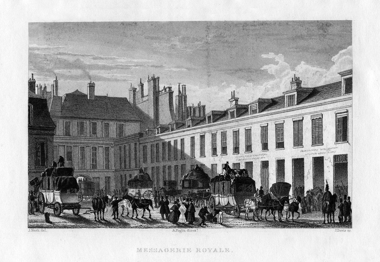 Királyi futárszolgálat, Párizs, Franciaország, 1829. alkotó: J. Davis