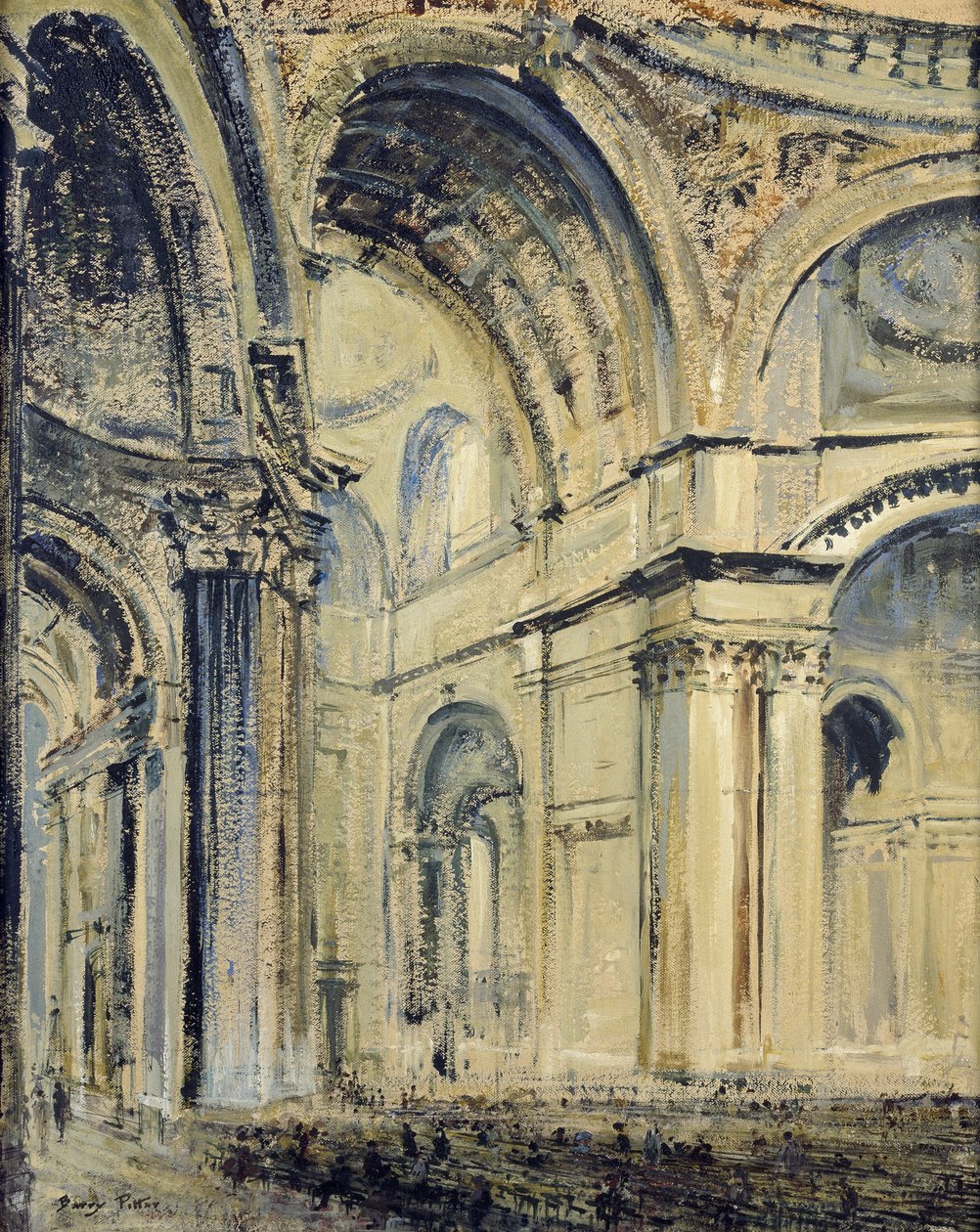 A Szent Pál-székesegyház belseje (olaj, vászon a fedélzeten) alkotó: J. F. Barry Pittar
