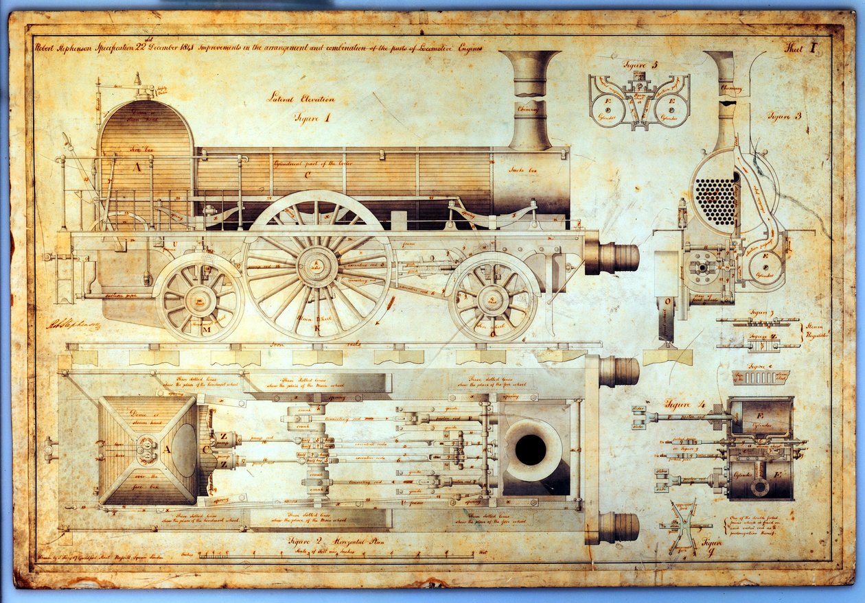Stephenson "Long Boiler" mozdonya, 1841 alkotó: J. Farley