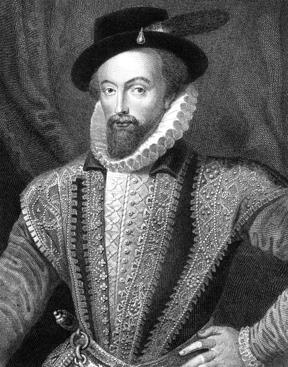 Sir Walter Raleigh angol író, költő, udvaronc, kalandor és felfedező, 1821. alkotó: J Fitler