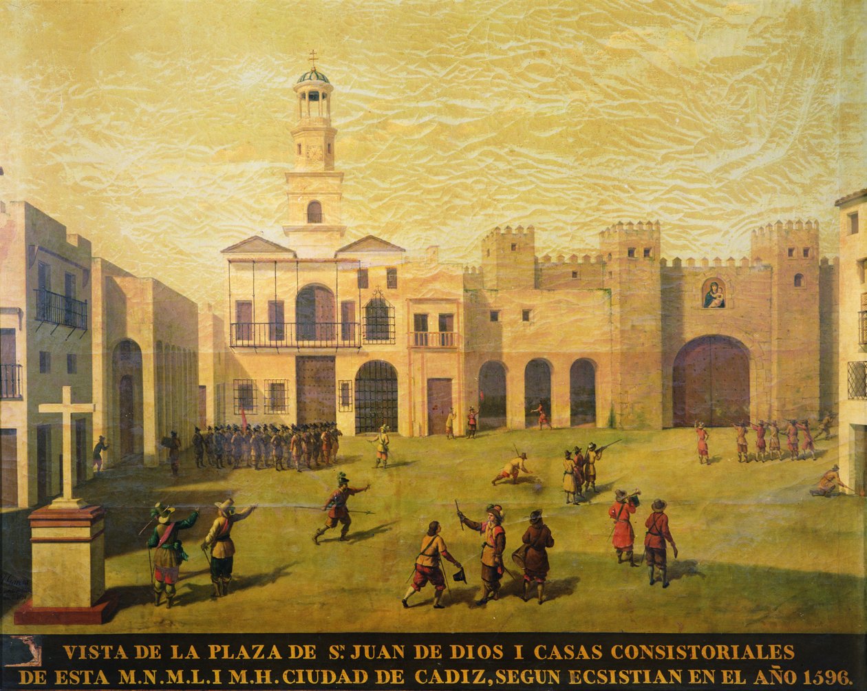 Plaza de San Juan de Dios 1596-ban (olaj, vászon) alkotó: J. Garcia