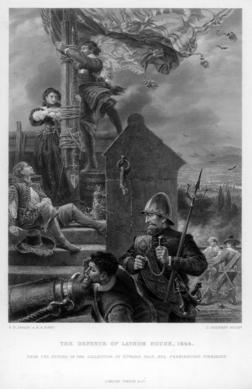 A Lathom-ház védelme, 1644. alkotó: J. Godfrey