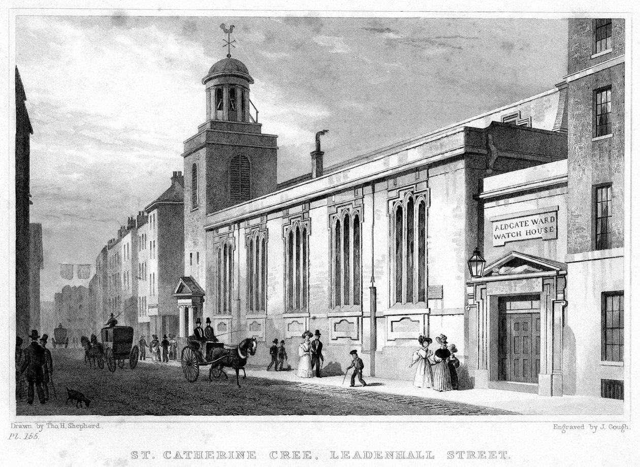 St Katherine Cree templom, Leadenhall Street, London City, 19. század. alkotó: J. Gough