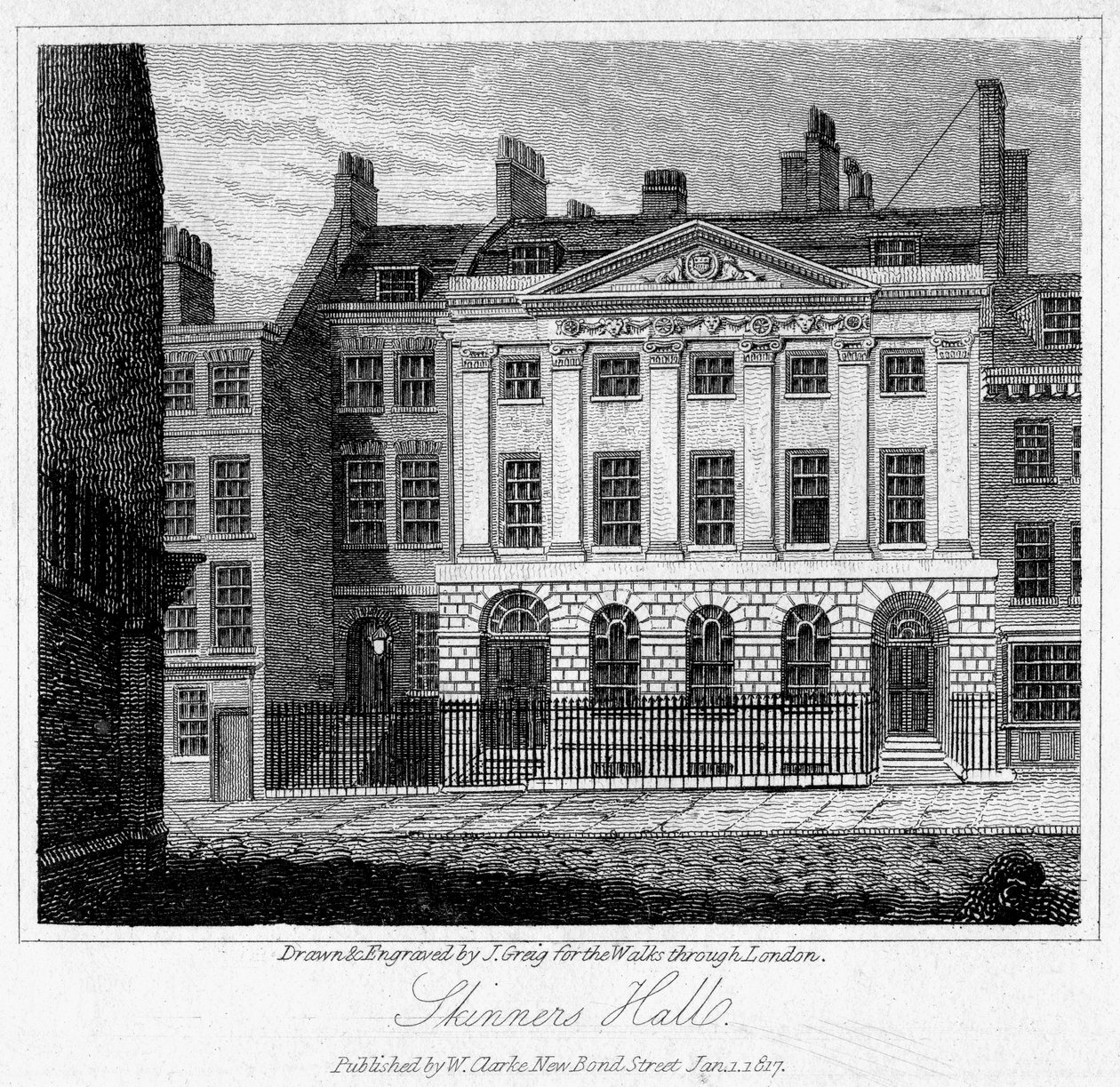 Skinners Hall, London City, 1817. alkotó: J. Greig