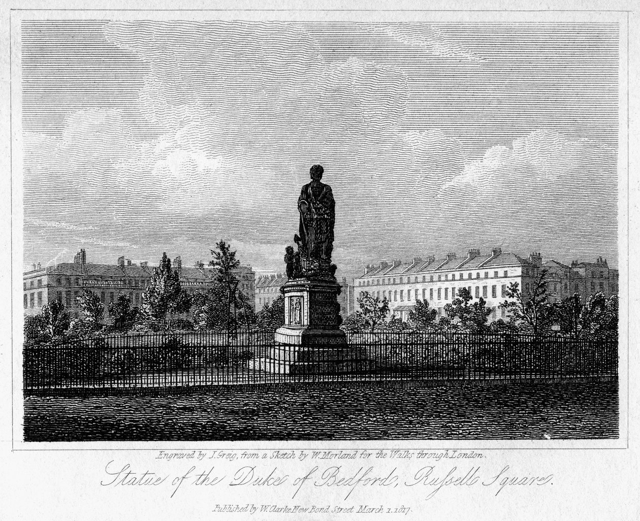 Bedford hercegének szobra, Russell Square, Bloomsbury, London, 1817. alkotó: J. Greig