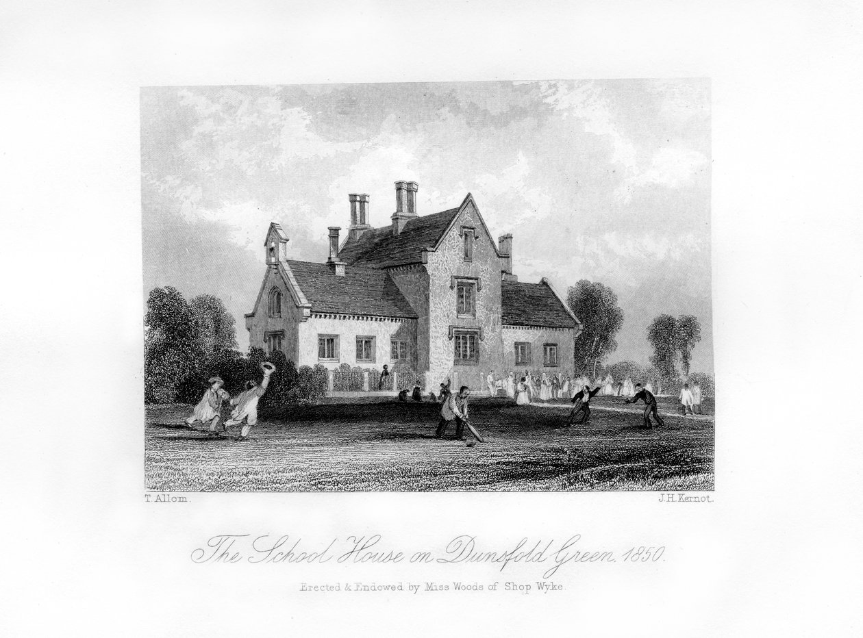 Az iskolaház Dunsfold Green-en, Surrey, 1850 alkotó: J. H. Kernot