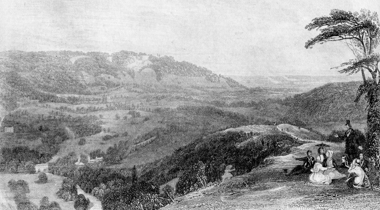 Kilátás a Box Hillről, Norbury felé nézve, Surrey, 19. század. alkotó: J. H. Kernot
