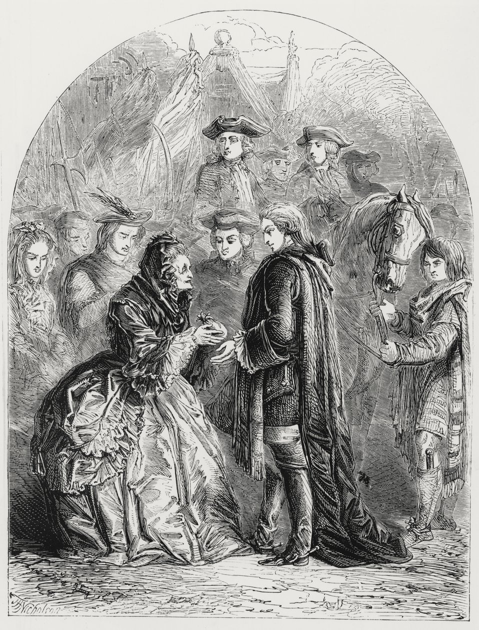 Mrs Skyring üdvözli a fiatal színlelőt alkotó: J. H. Nicholson