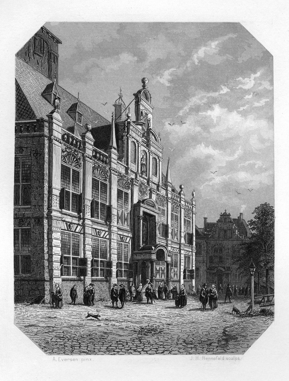 A városháza Delftben, Hollandiában, 1620 c1870. alkotó: J. H. Rennefeld
