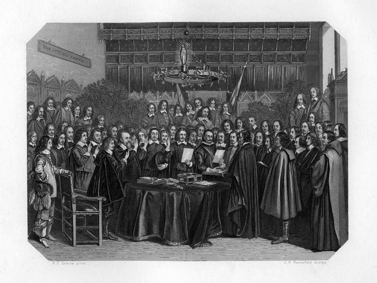 A münsteri szerződés ratifikációs eskütétele, 1648 c1870. alkotó: J. H. Rennefeld